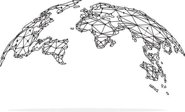 Abstract geometric world map network connections global technolgy