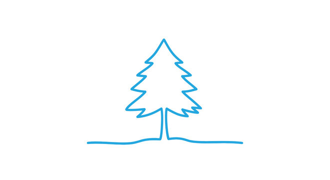 A simple line drawing depicts a stylized evergreen tree against a white background high quality professional