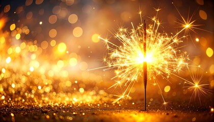 Fototapeta premium Bright Christmas tree lights glow under a spectacular New Year firework explosion in the starry night sky for a festive holiday celebration design