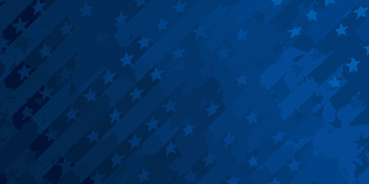 Abstract blue background with waving lines and scattered white stars