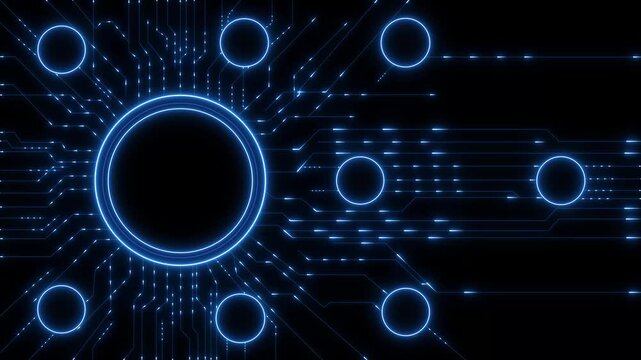 ai agent- businessman working with virtual reality at office. Multi agent AI systems concept on black background. AI driven solutions streamline workflows, Decision..4K video.