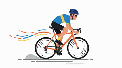 Obraz premium Dynamic illustration of a male cyclist in motion racing on a road bike.