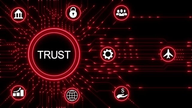 Business Trust concept.Circuit board with Technology background.4K Animation.