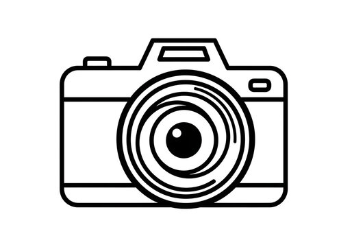 Simple line drawing of a camera
