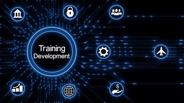 Business, Technology, Internet and network concept. Coaching mentoring education business training development E-learning concept. glowing animation.