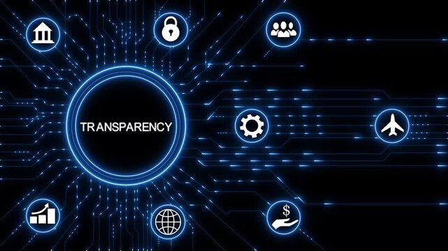 Global transparency concept depicted with data visualization and world map background, Internet infrastructure concept map Abstract technology .