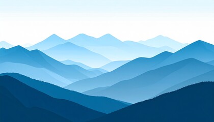Fototapeta premium Blue Mountains Landscape Illustration Artwork.