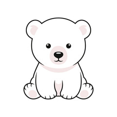 Fototapeta premium Cute Cartoon Polar Bear Sitting Down.