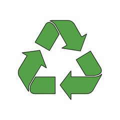 Obraz premium Green recycling symbol with arrows.