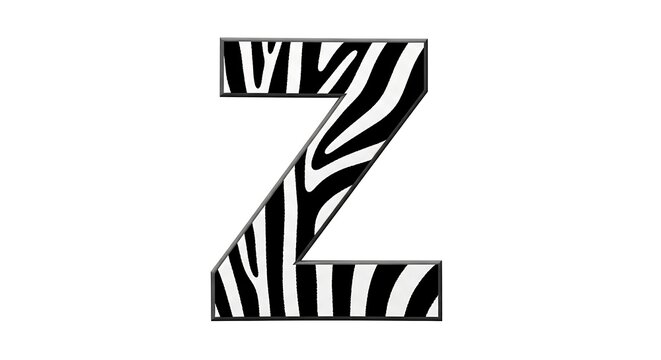Stylized uppercase letter Z with a distinctive black and white zebra stripe pattern, isolated on a white background.