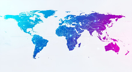 Fototapeta premium Global network world map digital connections and vibrant gradient