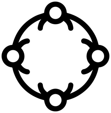 Minimalist line icon depicting a microfinance group or community in a circular formation