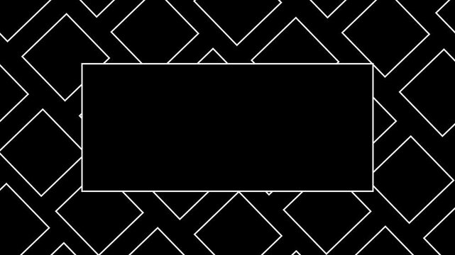 Abstract geometric black and white pattern featuring a vintage floral ornament frame on a blank square template for a decorative art texture background