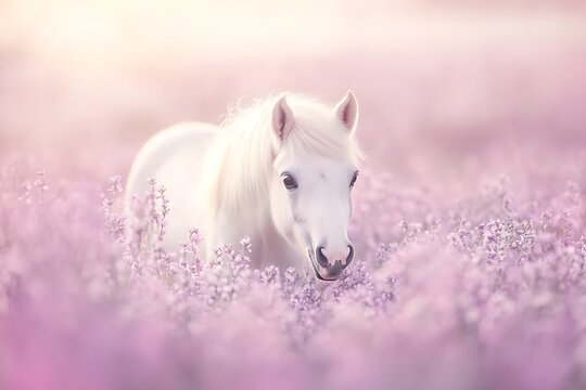 field miniature horse in flower Falabella
