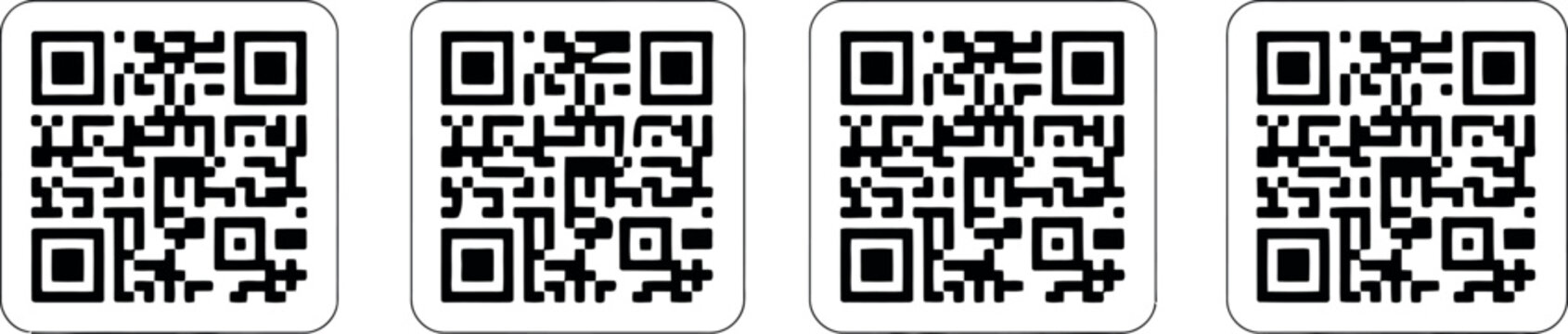 Barcode and QR code illustration collection with fake non scannable motifs for packaging labels, stickers and placeholder design
