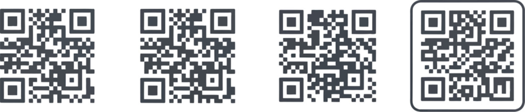 Barcode and QR code illustration collection with fake non scannable motifs for packaging labels, stickers and placeholder design