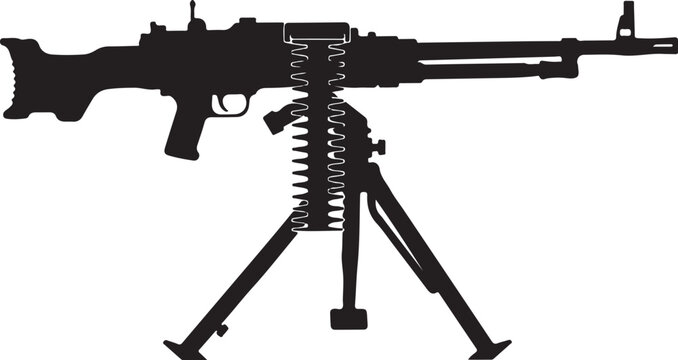 Vector silhouette of a machine gun on a tripod stand