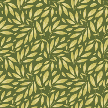Olive leaf seamless pattern. Vector texture.
