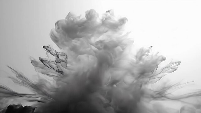 Black cloud shapes on gray gradient background for dramatic effects and compositing