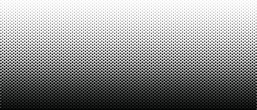 Halftone vector texture of gradient geometric black triangles. Seamless pattern with a smooth transition. Abstract tech smooth transition for background and backdrop. Gradient transition lattice