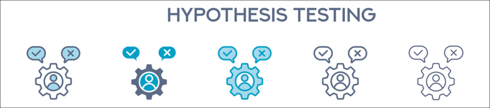 Hypothesis Testing Element For Design Graphic - Multi Styles. Vector Illustration Of Two Colored And Black. Multiple Icons Designs Can Be Used For Mobile, Ui, Web 