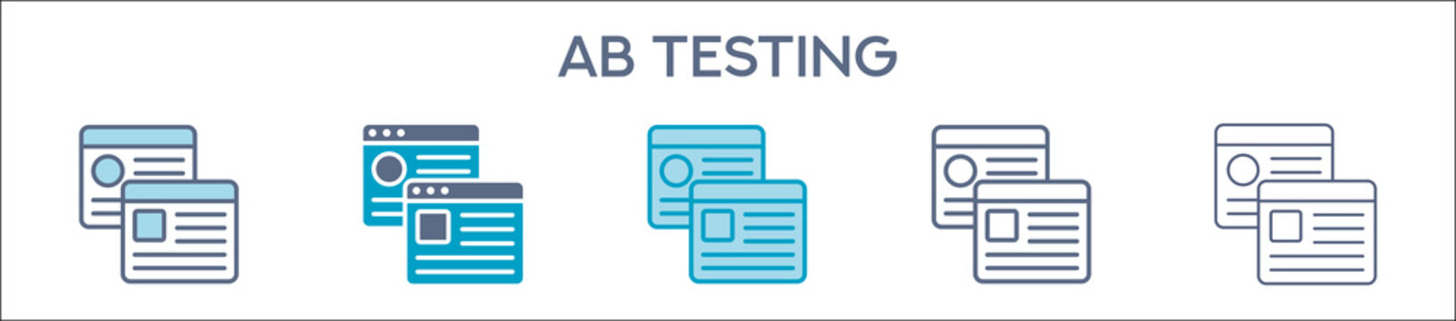 Ab Testing Element For Design Graphic - Multi Styles. Vector Illustration Of Two Colored And Black. Multiple Icons Designs Can Be Used For Mobile, Ui, Web 
