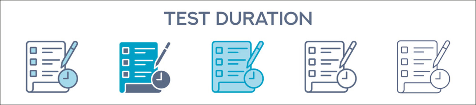 Test Duration Element For Design Graphic - Multi Styles. Vector Illustration Of Two Colored And Black. Multiple Icons Designs Can Be Used For Mobile, Ui, Web 