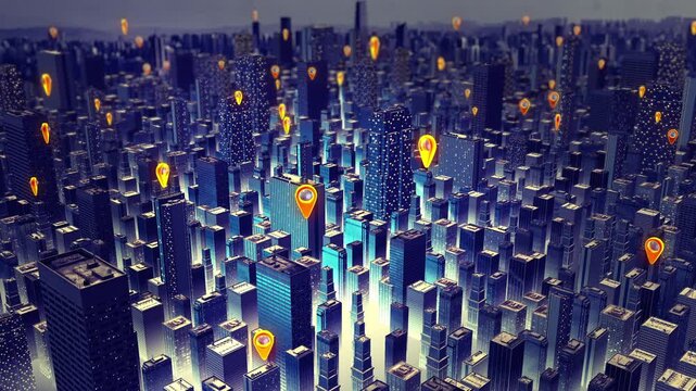 GPS icon mockup on city