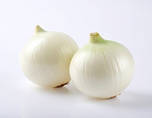 Fototapeta premium Two Fresh White Onions Isolated on a Clean White Background.