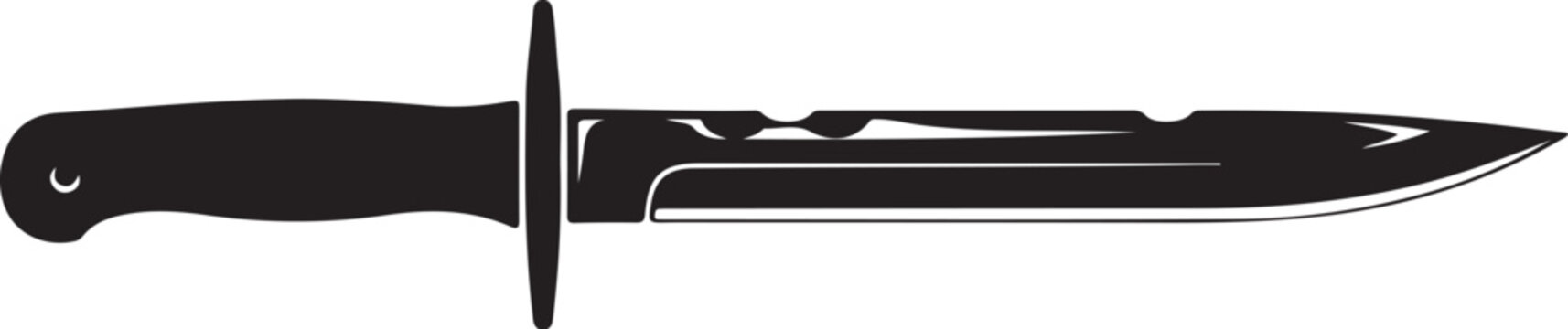 Vector illustration of a single black dagger with handle