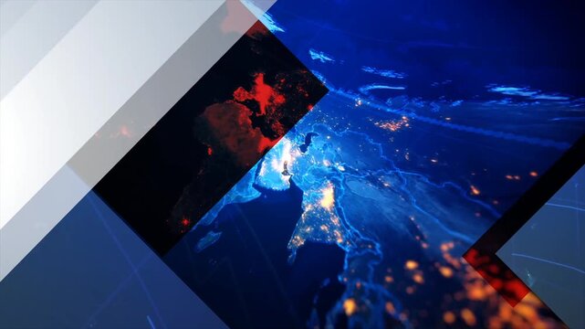 Triangular World News Promo Intro - Professional Green Screen Chroma Key Opener with Animated Global Map for Broadcast, Media, and Corporate Video Productionabstract technology background