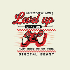 Unstoppable Gamer Level Up retro game pad poster design © Saranya