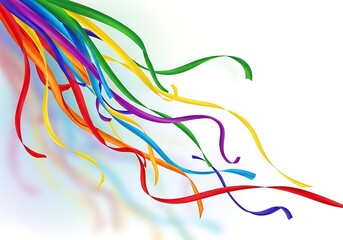 Obraz premium Colorful ribbons streamers on white background