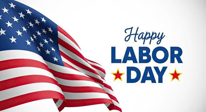 Happy labor day celebration with american flag