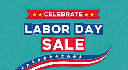 Naklejka premium Vibrant labor day sale advertisement with patriotic theme