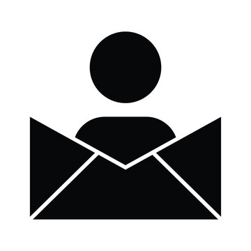 Black silhouette of a person in an envelope