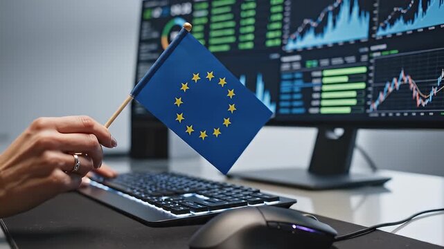 European flag on a desk.