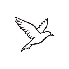 Fototapeta premium Flying Dove Bird Outline Vector | Peace Freedom Line Art Illustration