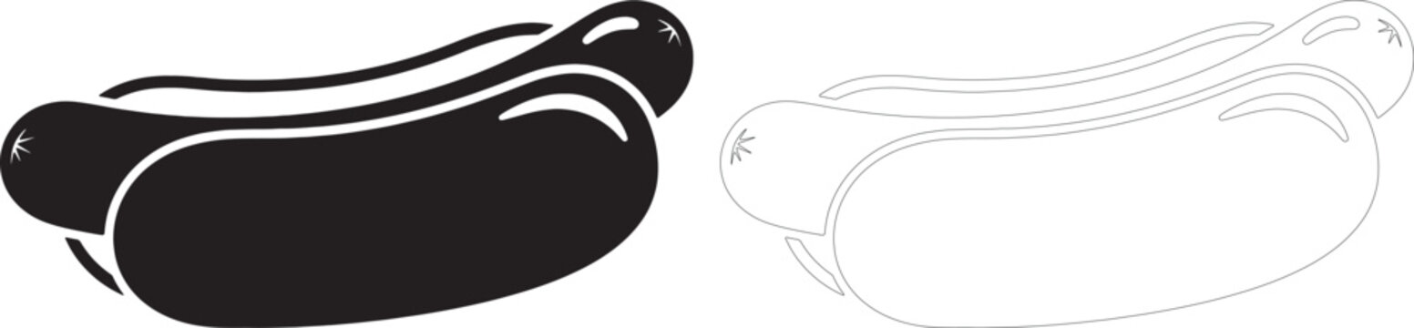 Black and white hot dog silhouette hotdog sausage food