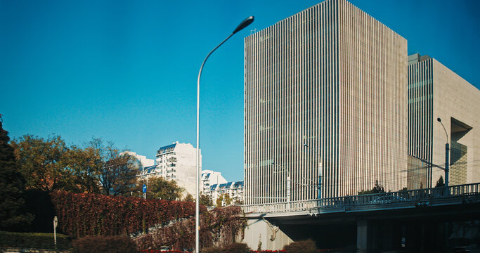 Minmetals Plaza Beijing Modern Office Building Striped Facade Corporate Headquarters