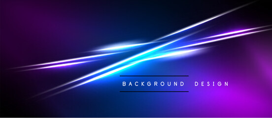 Fototapeta premium Abstract background features vibrant purple, blue gradients. Dynamic light streaks create modern visual effect. Simple text reads background design.