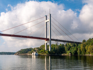 Fototapeta premium Tjörn Bridge, cable-stayed bridge over Askeröfjord between Stenungsund and Tjörn in Bohuslän, west coast Sweden
