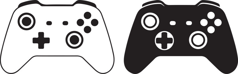 controller flat gamepad silhouette black white pair © AIcon Star