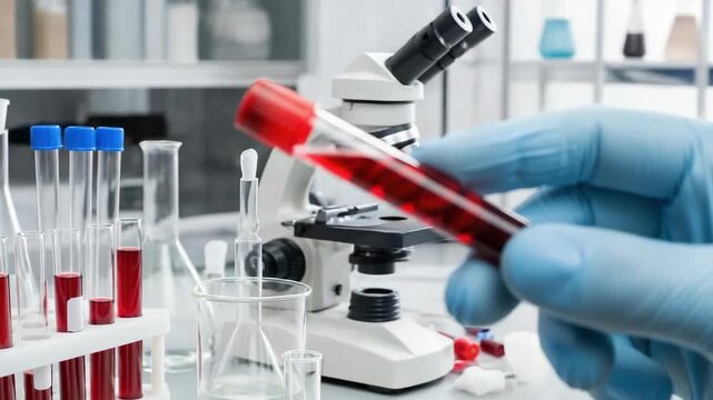 Medical laboratory blood sample analysis investigation