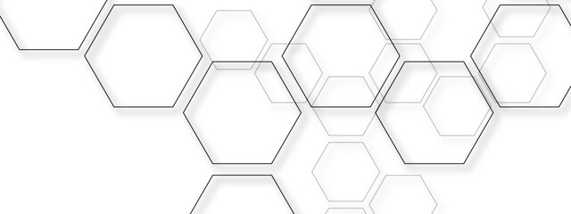 Obraz premium Vector Abstract design of hexagon shapes showcases clean lines and technological themes and cellular structures interlace with depth and innovation and geometric compositions.