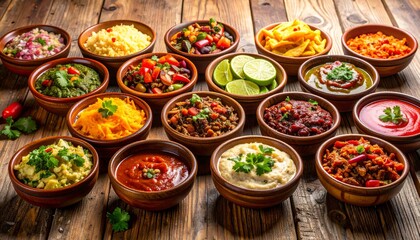 Fototapeta premium Fresh gourmet ingredients and colorful traditional Thai food dishes are served as a delicious healthy meal at a vibrant market restaurant buffet featuring sweet desserts and spicy meat