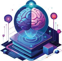Fototapeta premium Futuristic AI Brain 3D Technology Background