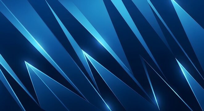 Blue geometric lines radiate dynamically across dark background