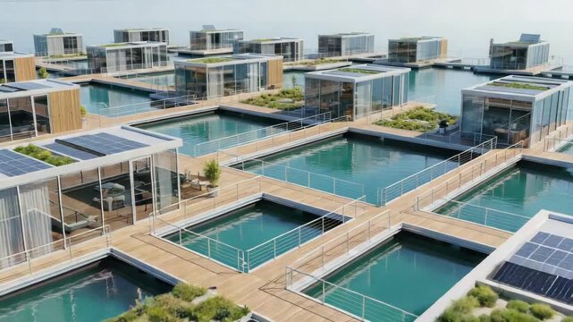 Modern floating architecture sustainable design with water features