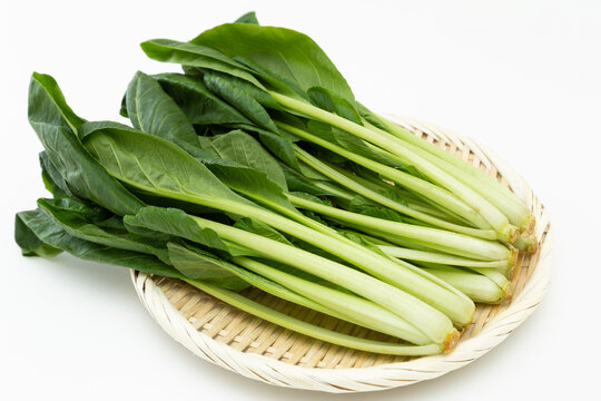 笊に乗った小松菜　白バック